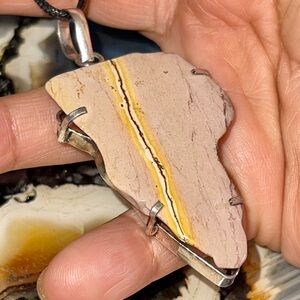 Cream & Yellow Mookaite Pendant 2 1/2”